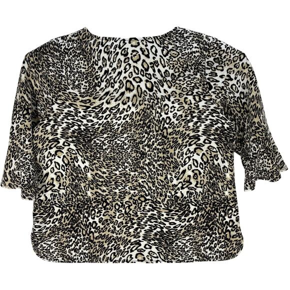 Croft Barrow Top Women Size XL Brown Cheetah Print Short Sleeve Round Neck Y2K - Picture 2 of 7
